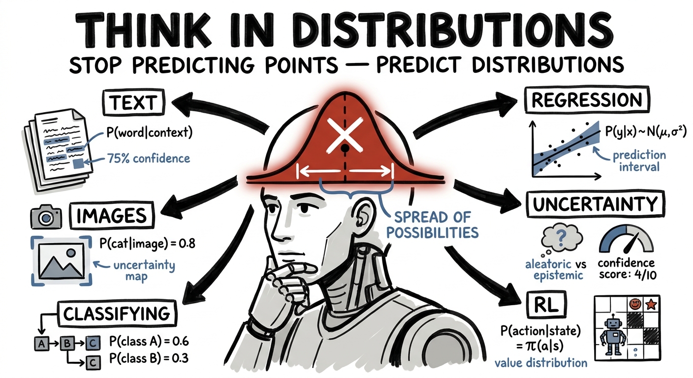 An AI engineer whose mind holds a distribution of possibilities rather than a single point