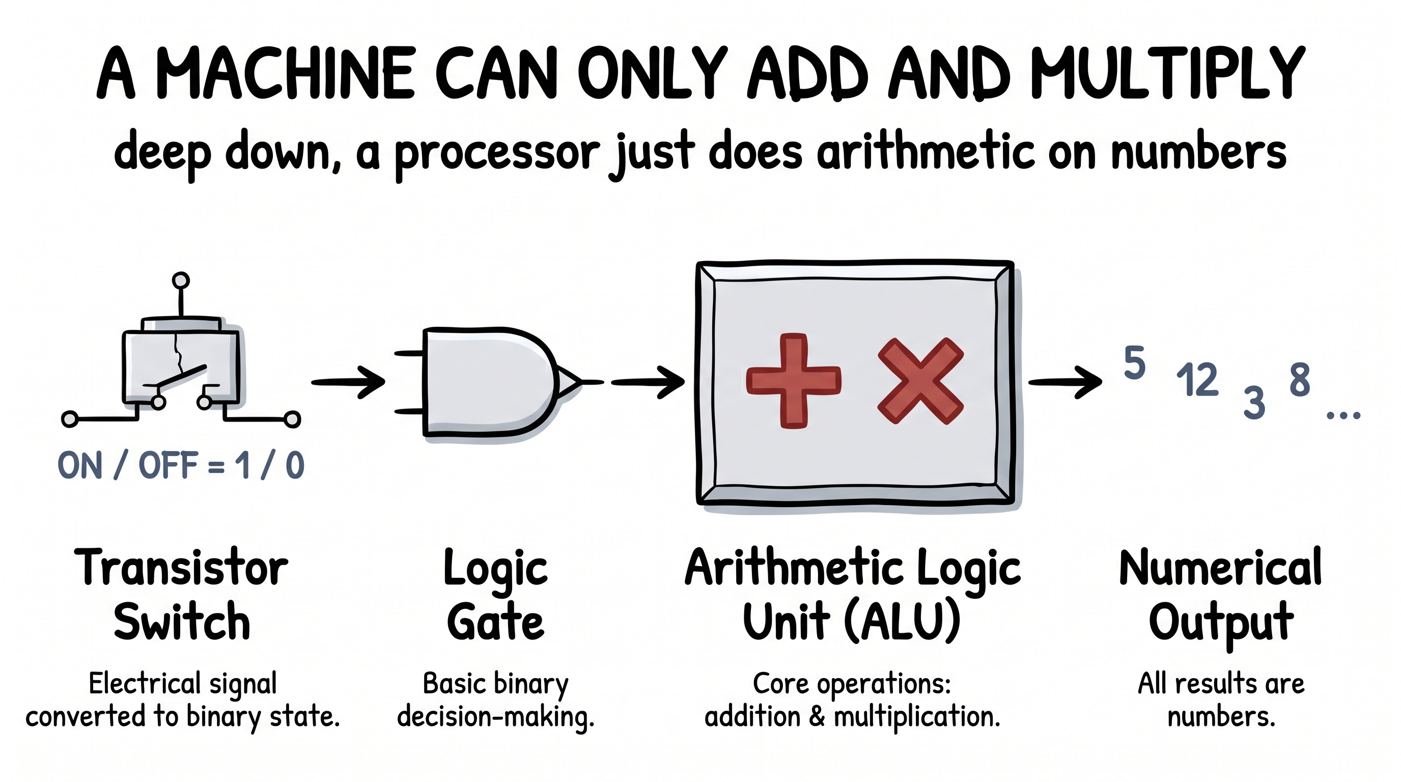 A processor can only add and multiply numbers