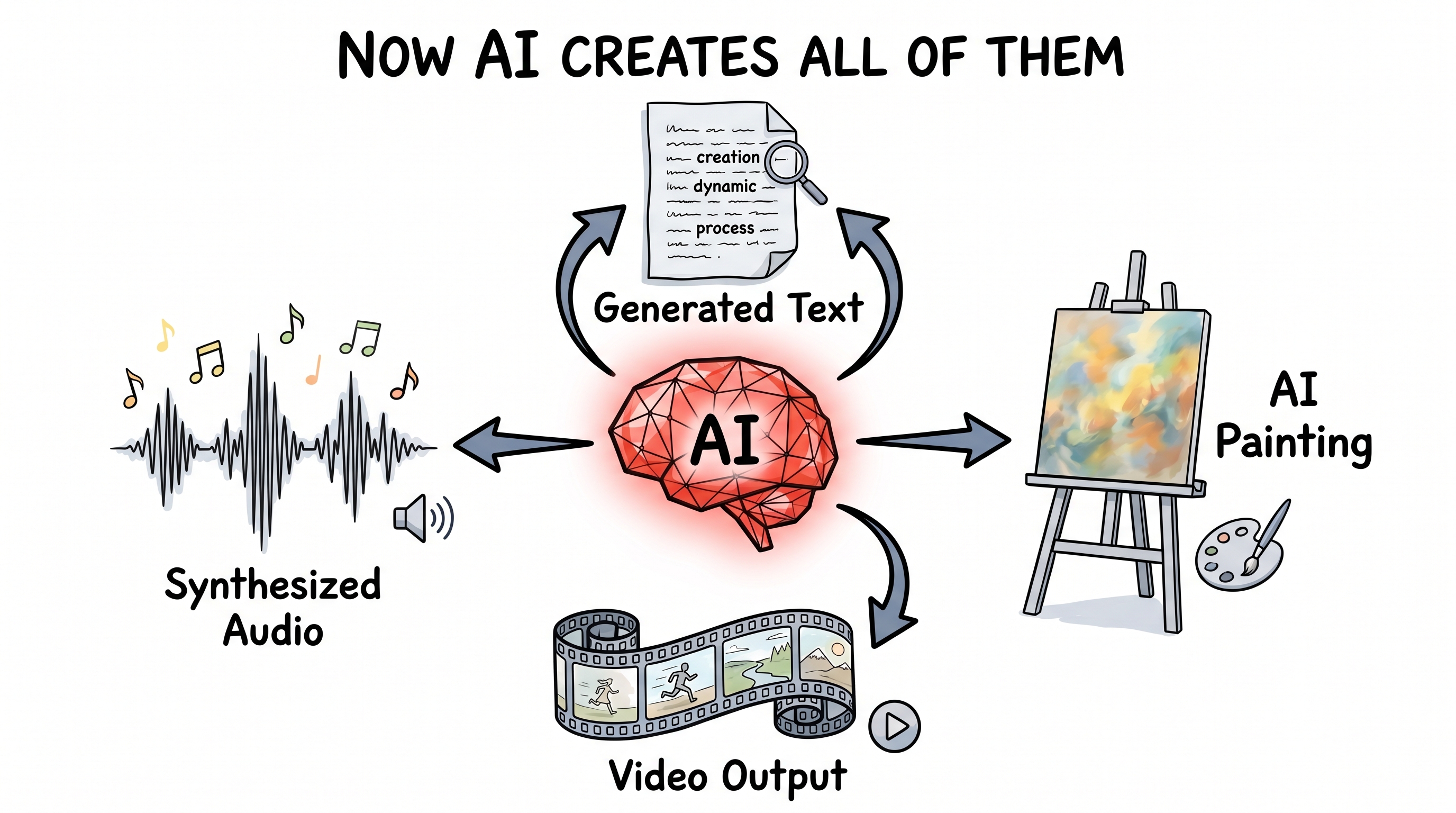 AI now creates text, images, video and audio