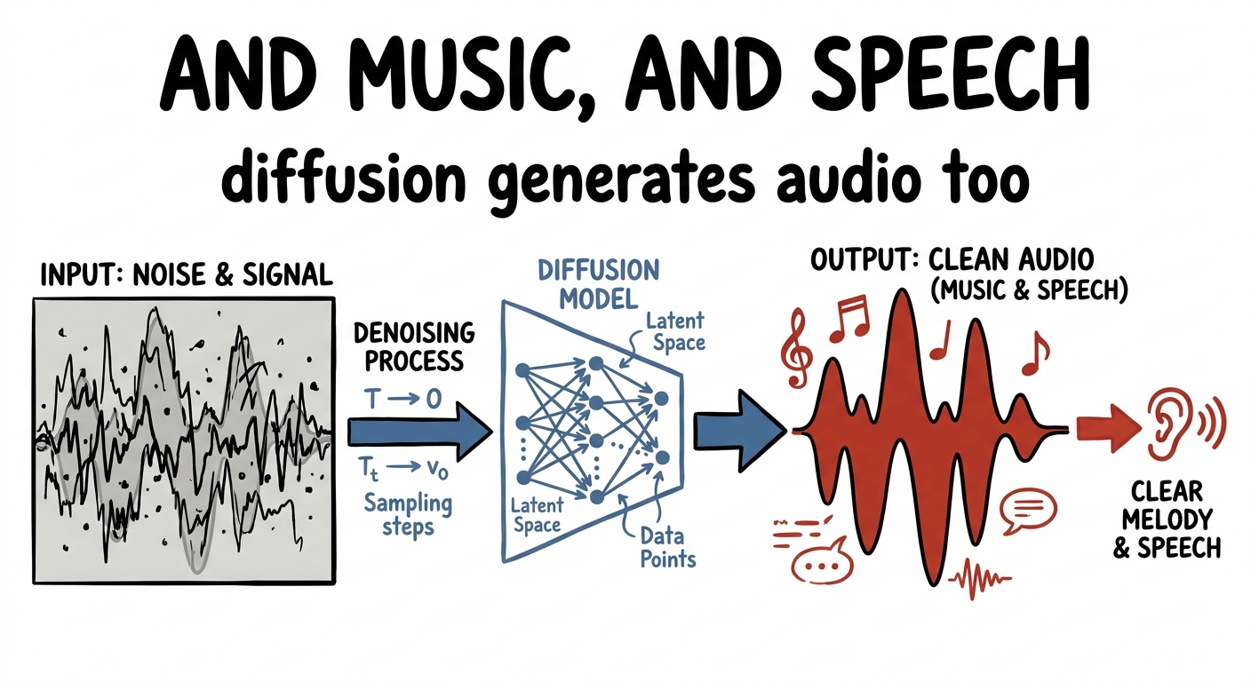 Diffusion generates audio and music