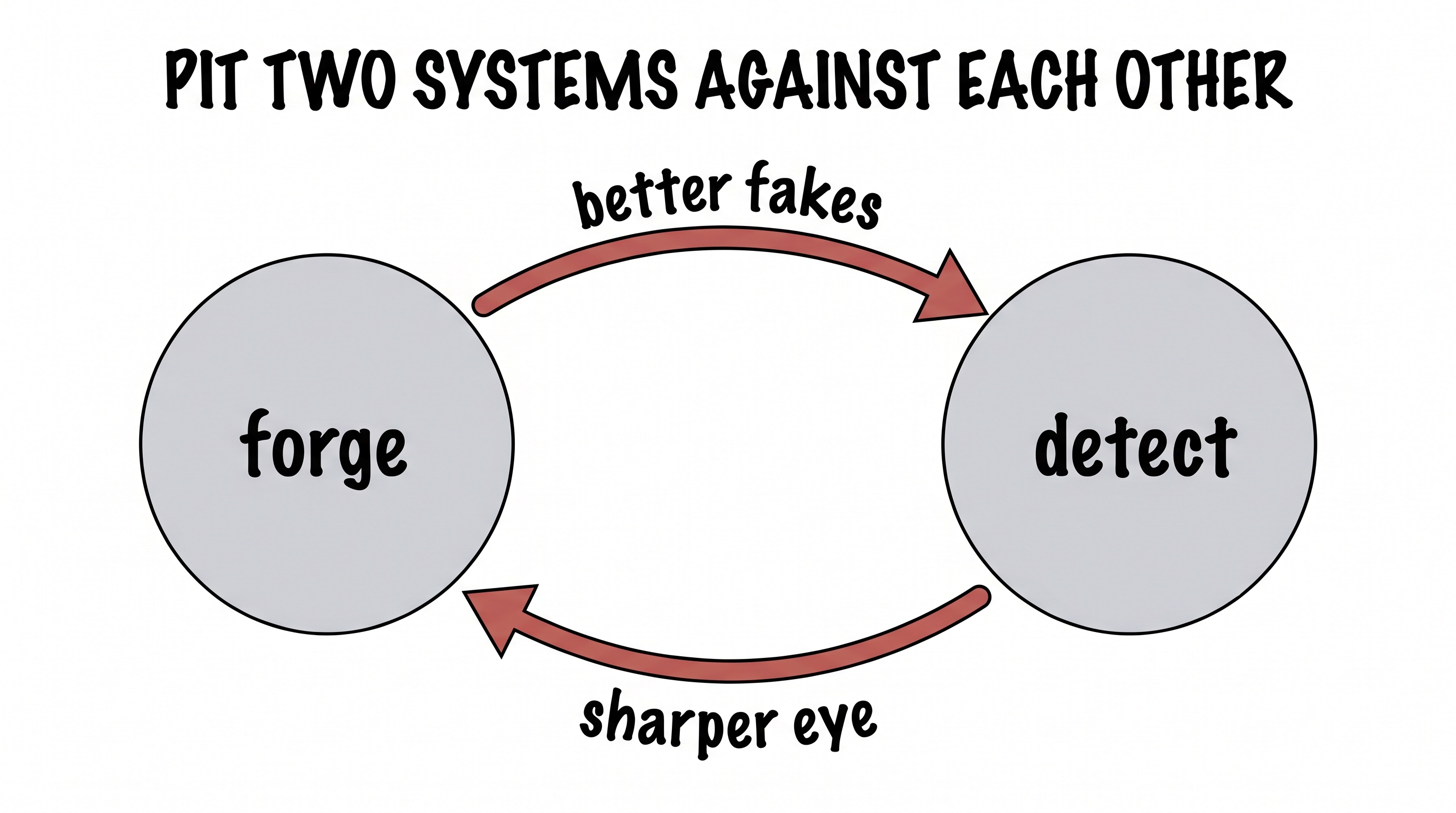 Pit Two Systems Against Each Other — forger versus detective loop